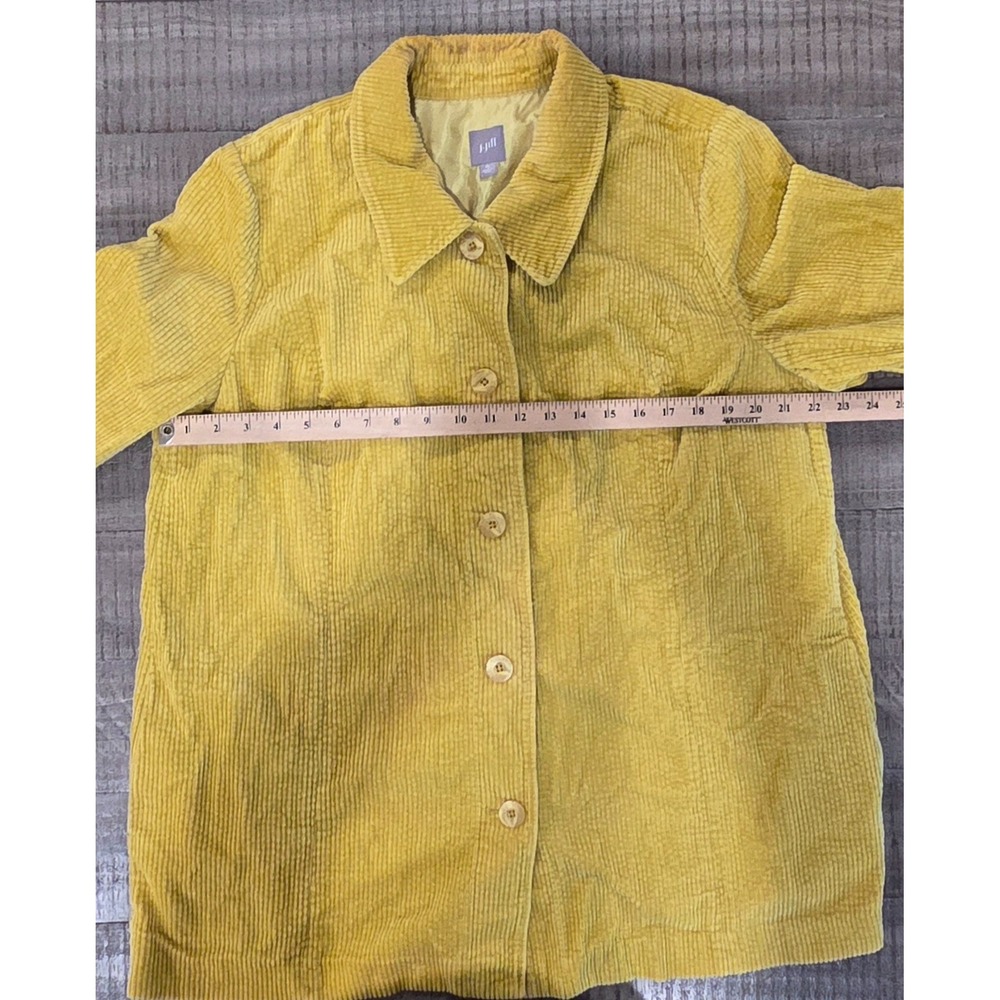 J Jill Corduroy Jacket Womens Medium Mustard Yellow Button Front 100% Cotton - Picture 7 of 10